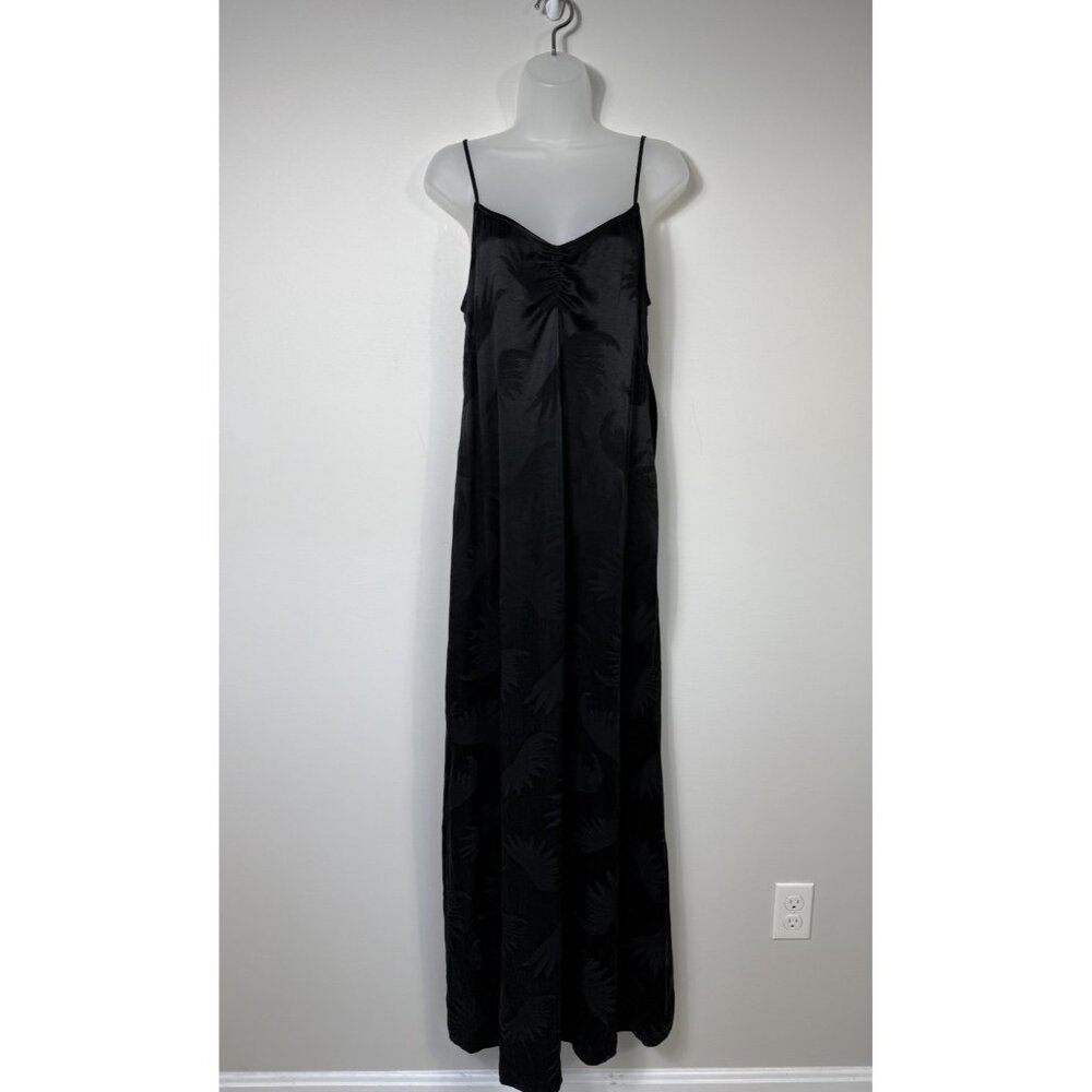 Momoni Clovis Slip Dress Maxi Black Holiday Cupro Silk 40 Small Sexy Whimsical